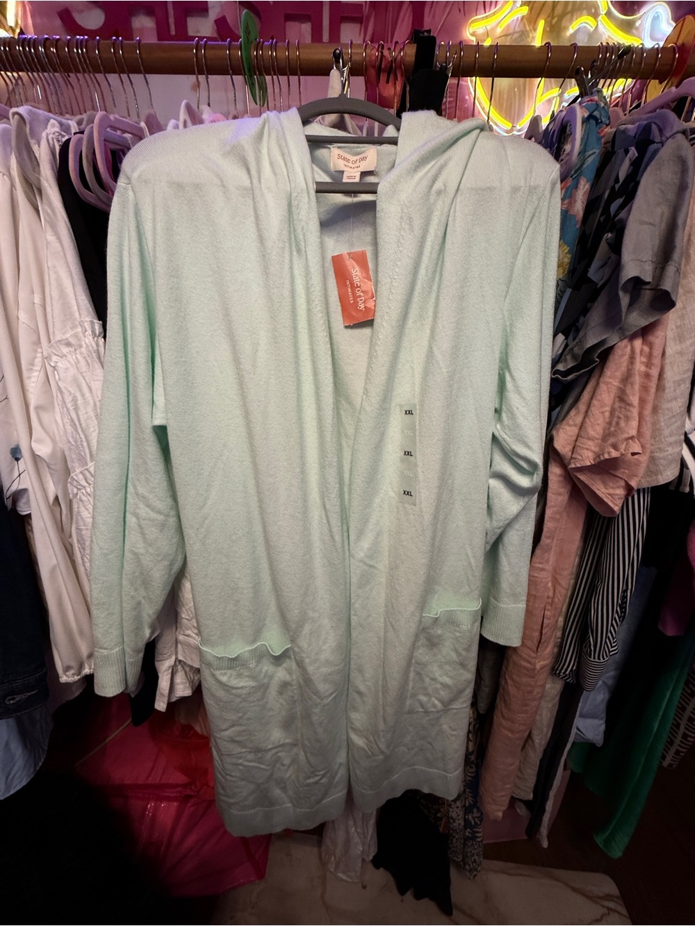 Light Mint Hooded Women's Cardigan Sweater